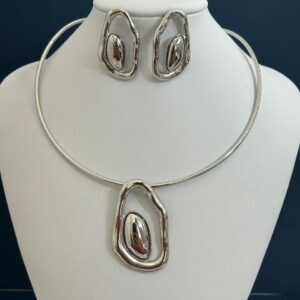 Conjunto Aro e Brinco "Orgânico" Prata