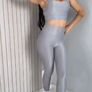 Conjunto de calça aveludado de compressão